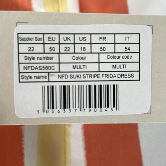 Never Fully Dressed Suki Stripe Frida Dress - Multicoloured - Size 22 - Picture 5 of 5